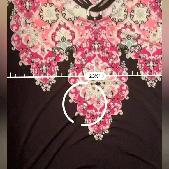 XL JM COLLECTION PINK AND BLACK BOHO BLOUSE (brand tag cut out) - Picture 3 of 6